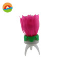 Wholesale colour lotus music rotating flower happy birthday candles